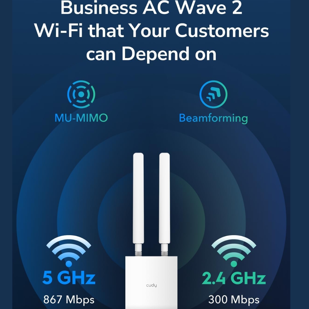 Cudy AP1300 AC1200 Outdoor Waterproof Access Point | IP65 Rating | Gigabit RJ45 | 5GHz: 867 Mbps, 2.4GHz: 300 Mbps | Beamforming & MU-MIMO | 128MB RAM & 16MB ROM - Image 3