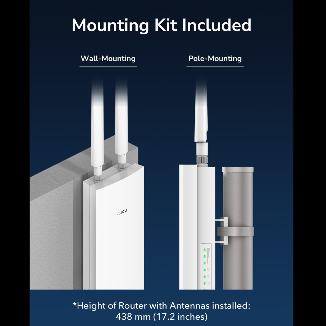 Cudy AP1300 AC1200 Outdoor Waterproof Access Point | IP65 Rating | Gigabit RJ45 | 5GHz: 867 Mbps, 2.4GHz: 300 Mbps | Beamforming & MU-MIMO | 128MB RAM & 16MB ROM - Image 2