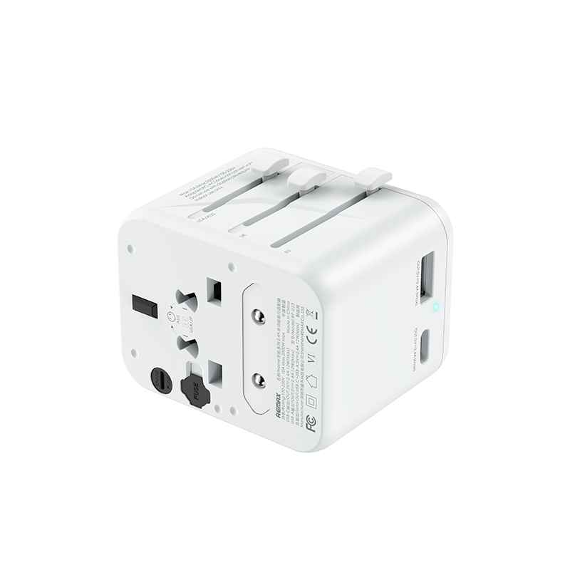 REMAX RP-U23 ASTRO SERIES 12W Multifunctional Charger | Dual USB-A + USB-C Ports | Anti-Shock, Anti-Slip & Fire-Retardant Casing | Universal Plug Heads (UK, EU, US, AU) | Works in 200+ Countries - Image 2