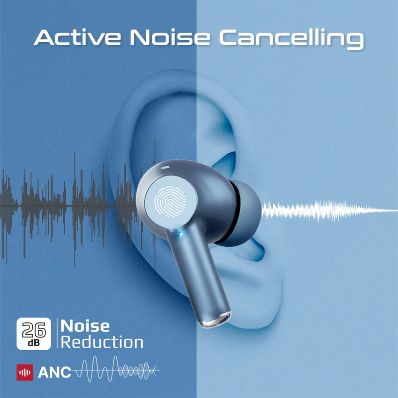 Promate High-Definition TWS Earbuds | Active Noise Cancellation (ANC) | 400mAh Battery Capacity | 5-Hours Playback Time | Bluetooth 5.3 | 10m Operating Distance | Intellitouch Controls - Image 2