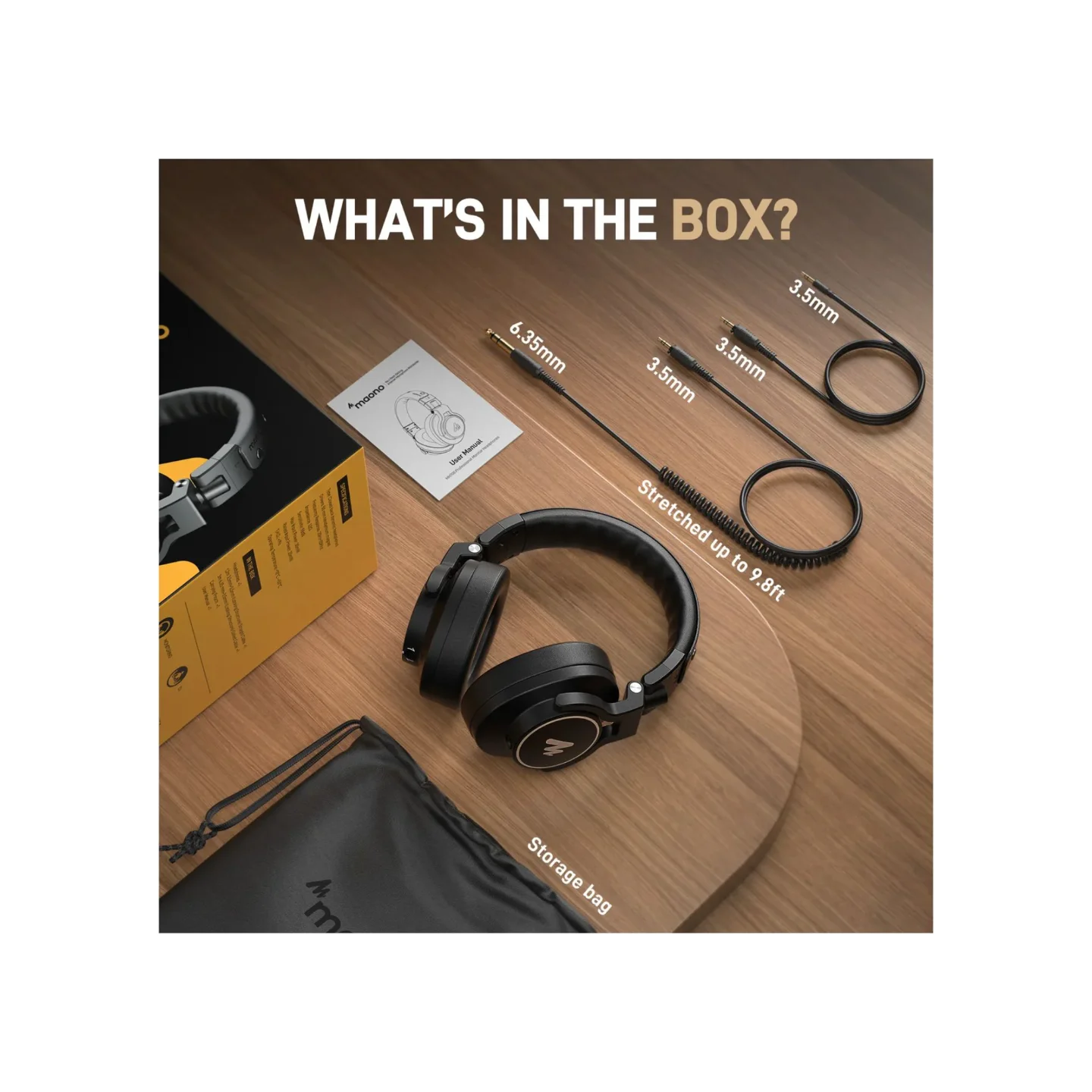 MAONO MH700 Monitoring Headphone | 40 mm Dynamic Drivers | 20 Hz – 20,000 Hz Frequency Response | 32 Ω Impedance | 110 dB Sensitivity | Over-Ear Closed-Back Design | Memory Foam Ear Cushions - Image 2