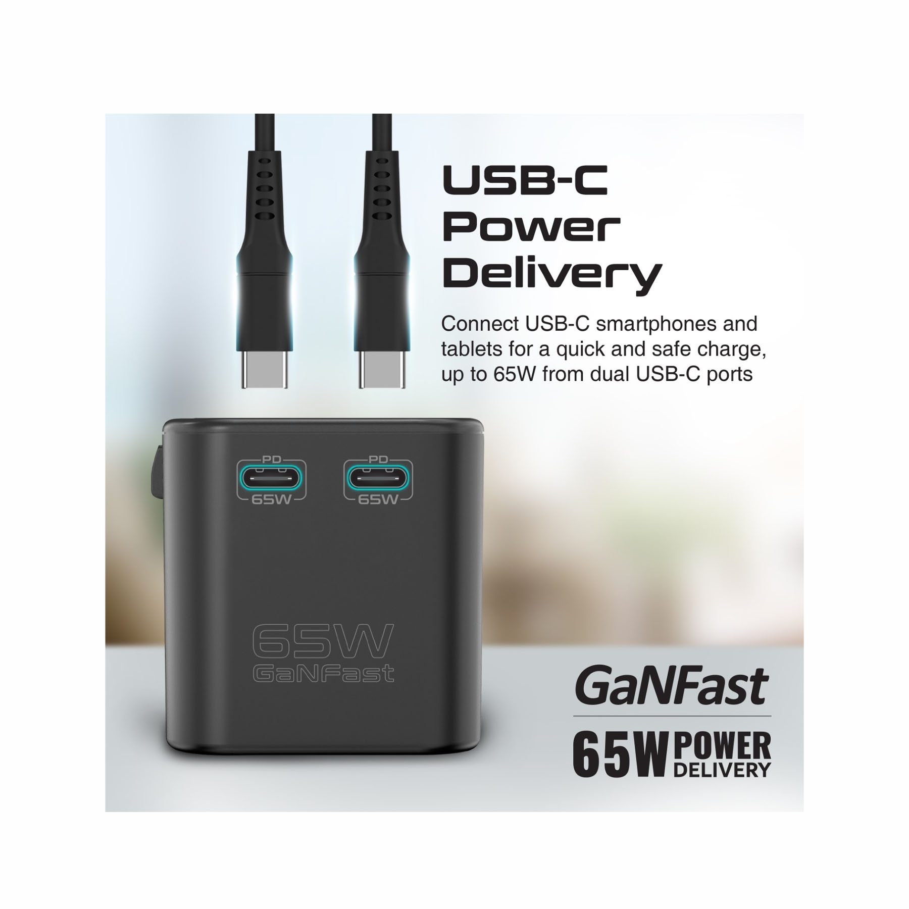 Promate Tripmate-Gan65 | 65W GaN 3-Port Travel Charger | 1x AC Outlet & 2x USB-C PD (65W Each) & 1x USB-A (30W) |  100-240V AC Input | Wide Compatibility | In-Built Safety Shutters and Quick Lock System - Image 3