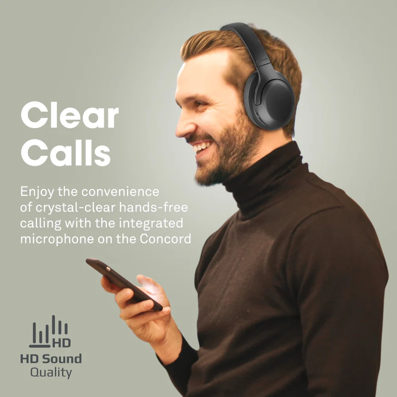 Promate Concord ANC | Wireless Over-Ear Headphones | Bluetooth 5.3 | Active Noise Cancellation (-26dB) | 40mm Drivers | 18hrs (ANC On) / 27hrs (ANC Off) PlayTime | 20Hz-20KHz Frequency - Image 5