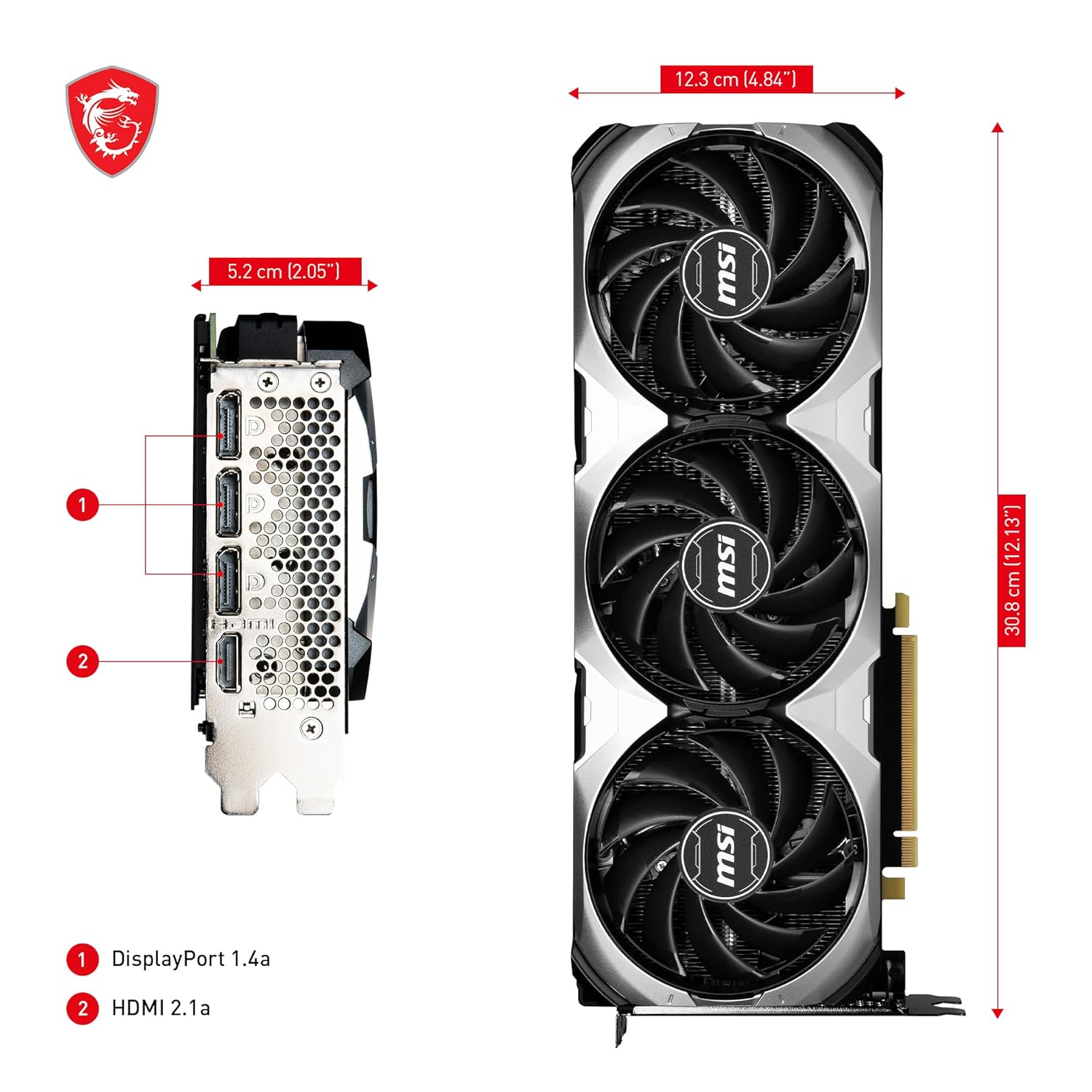 MSI GeForce RTX 4070 Ti Ventus 3X OC 12GB GDDR6X, 192-bit, 2655 MHz, PCIe Gen 4, 3x DP 1.4a, HDMI 2.1a, 4K & 8K HDR support. - Image 6