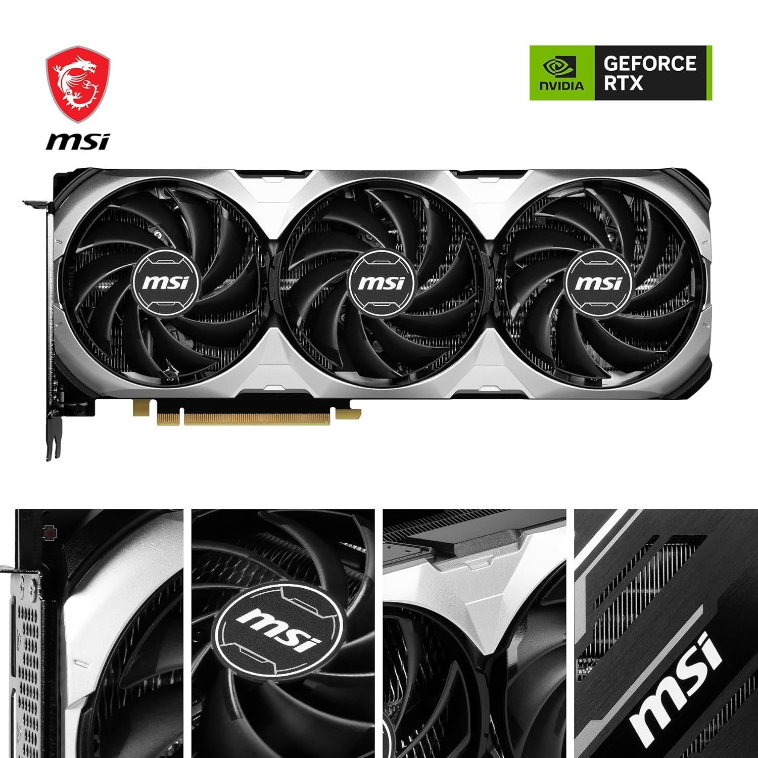 MSI GeForce RTX 4070 Ti Ventus 3X OC 12GB GDDR6X, 192-bit, 2655 MHz, PCIe Gen 4, 3x DP 1.4a, HDMI 2.1a, 4K & 8K HDR support. - Image 2