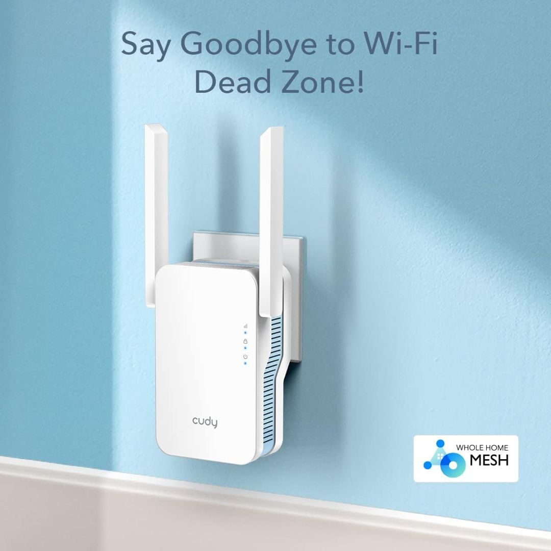 Cudy RE1200 AC1200 Dual Band Wi-Fi Extender | Up to 1200 Mbps 2.4GHz: 300 Mbps, 5GHz: 867 Mbps | Long Range up to 150m | 2 Fixed Antennas | AP Mode & WPS | 64MB RAM & 8MB ROM | Mesh Support - Image 3