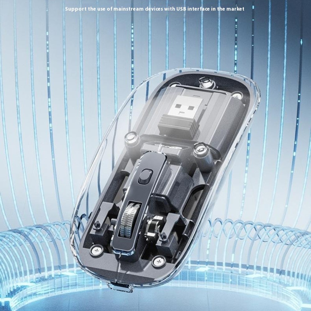 LECOO WS215DM Bluetooth Mouse | 2.4G & Bluetooth Compatible | Transparent Design | 3 Buttons | Adjustable DPI: 800 / 1200 / 1600 | Compatible with Computers, Laptops & Macbooks - Image 3